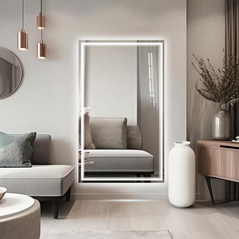 36 In. W X 60 In. H Rectangular Frameless Anti-Fog Front and Backlit LED Wall Mirror Bathroom Vanity Mirror