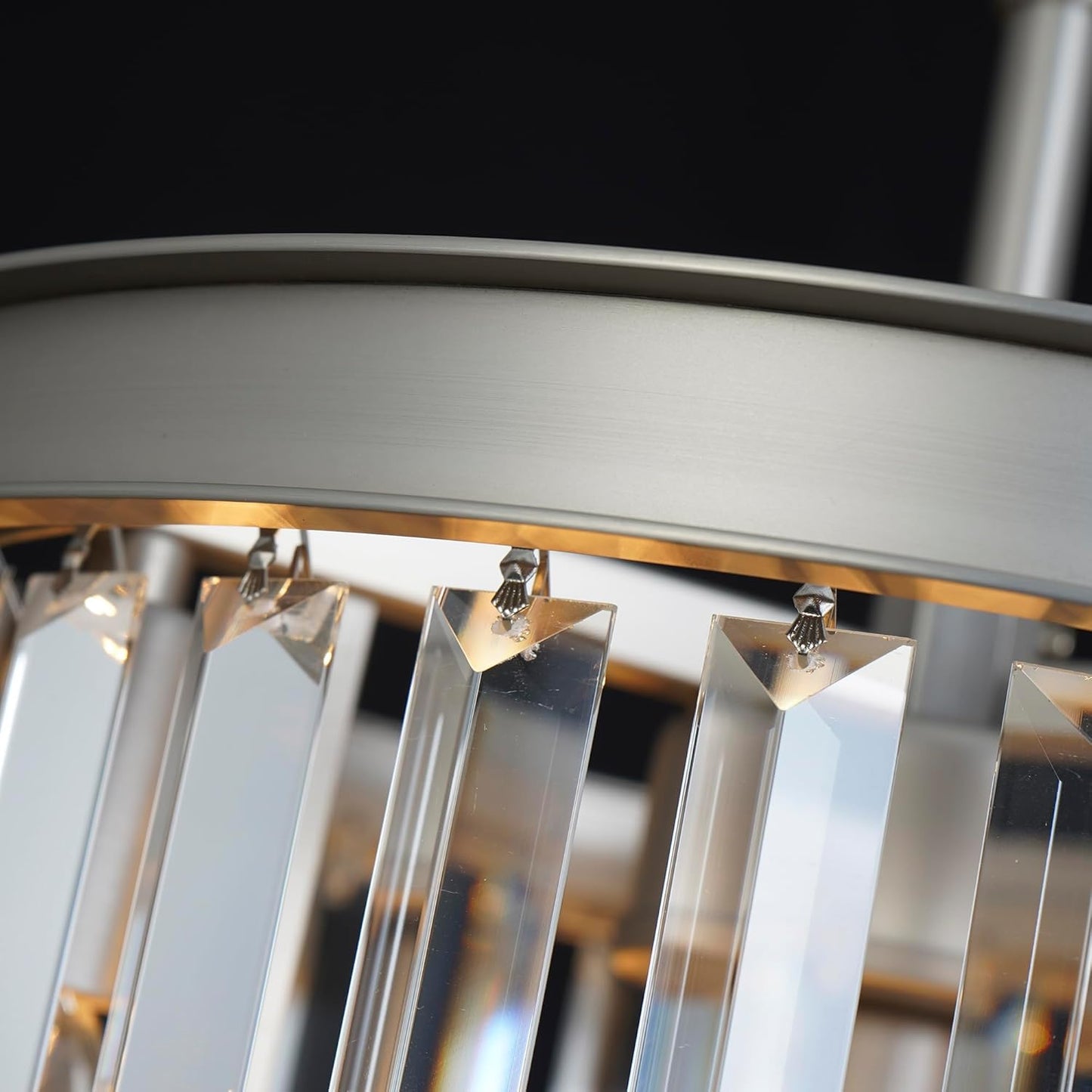 Crystal Nickel Modern Chandeliers Lights Vintage Pendant Ceiling Light Traditional Chandelier Lighting Fixture 3-Tier for Dining Room Living Room Kitchen Island Bedroom Entryway