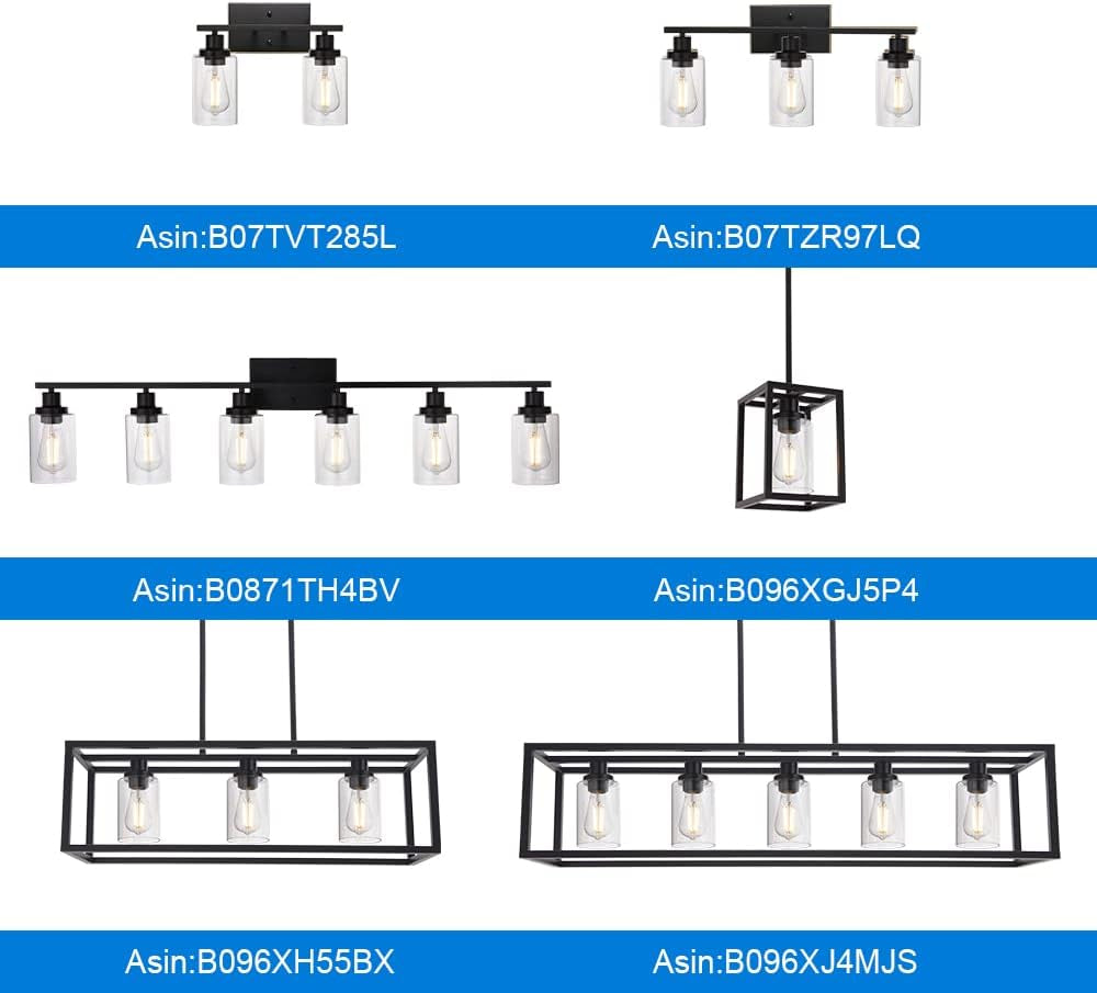 40 Inches Length 5-Light Bathroom Vanity Light Fixtures Black Industrial Wall Sconce Lighting with Clear Glass Shade for Living Room Bedroom Hallway Kitchen (Patent No.: US D963914 S)