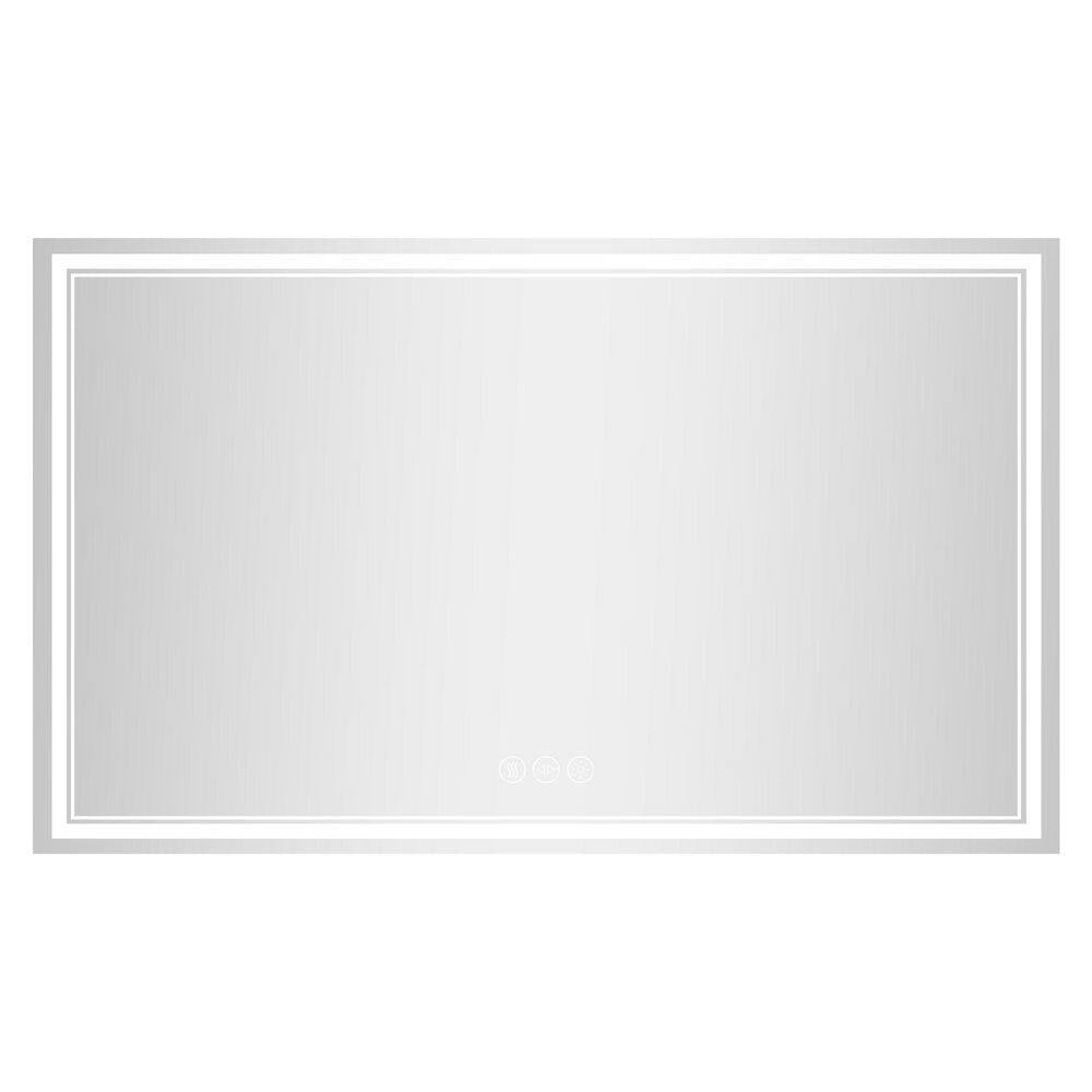 36 In. W X 60 In. H Rectangular Frameless Anti-Fog Front and Backlit LED Wall Mirror Bathroom Vanity Mirror