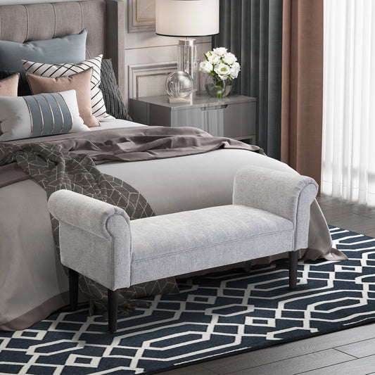 52" Deluxe Linen Bed End Arm Bench Bedside Bench Footstool
