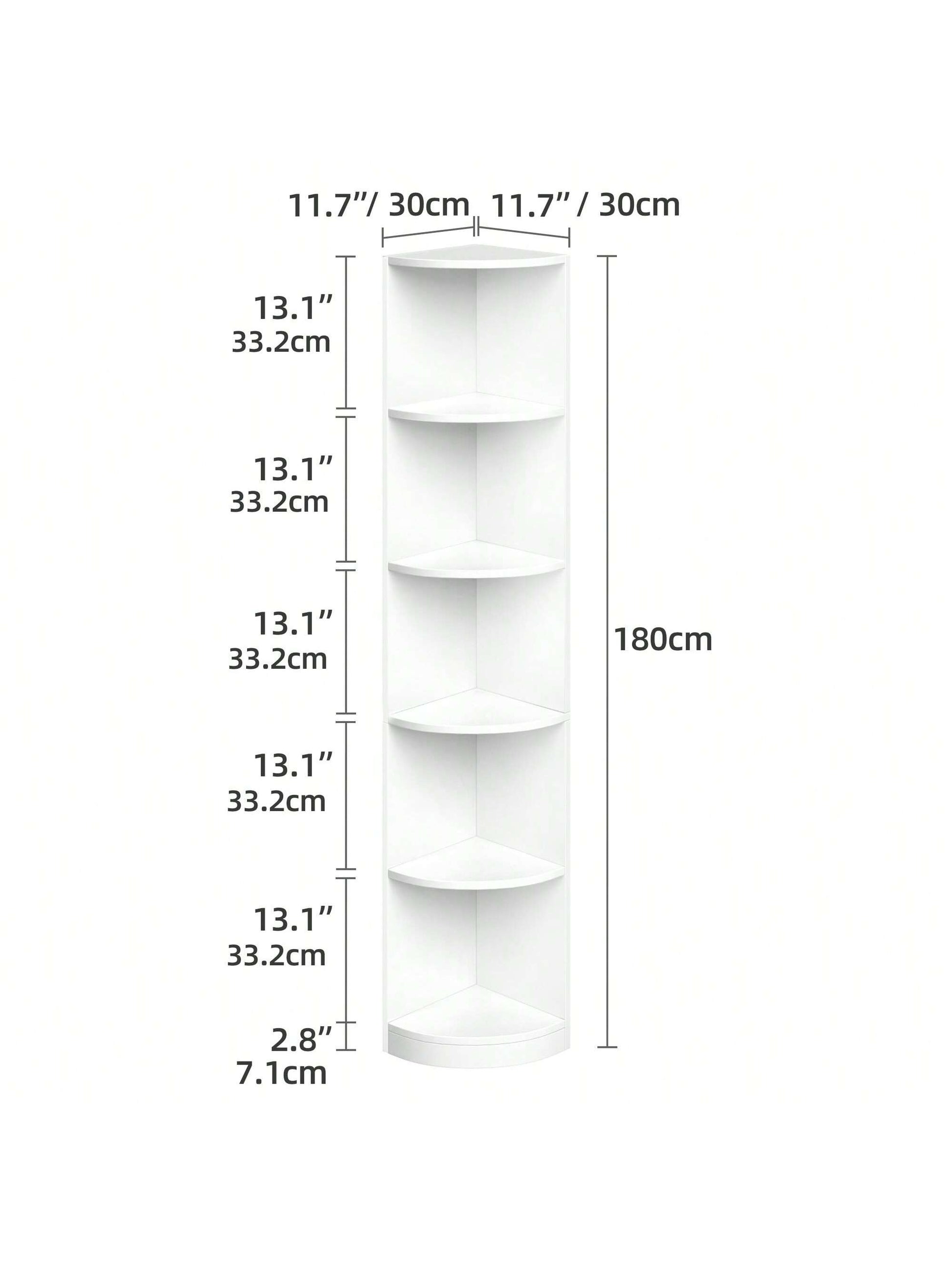 71" Tall 5-Tier Corner Shelf Bookcase Bookshelf with Shelves Wooden Open Storage Book Shelves