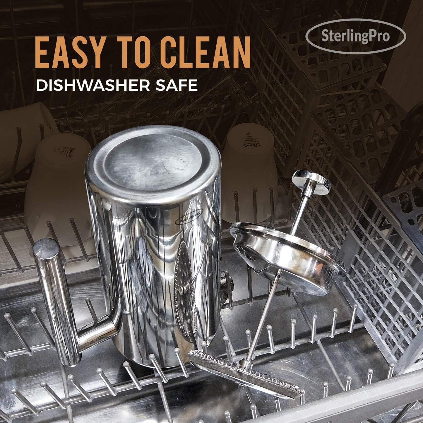 French Press Coffee Maker (1.5L)-Double Walled Large Coffee Press with 2 Extra Filters-Enjoy Granule-Free Coffee, Stylish Rust Free Kitchen Accessory-Stainless Steel (Mirror)