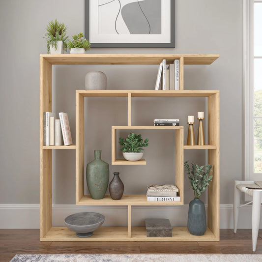 Briscoe 4 Tier Open Shelf Modern Bookcase, Oak