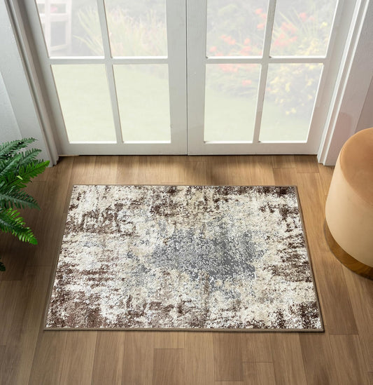 Euston Collection 7680 Brown 2X3 Modern Abstract Area Rug