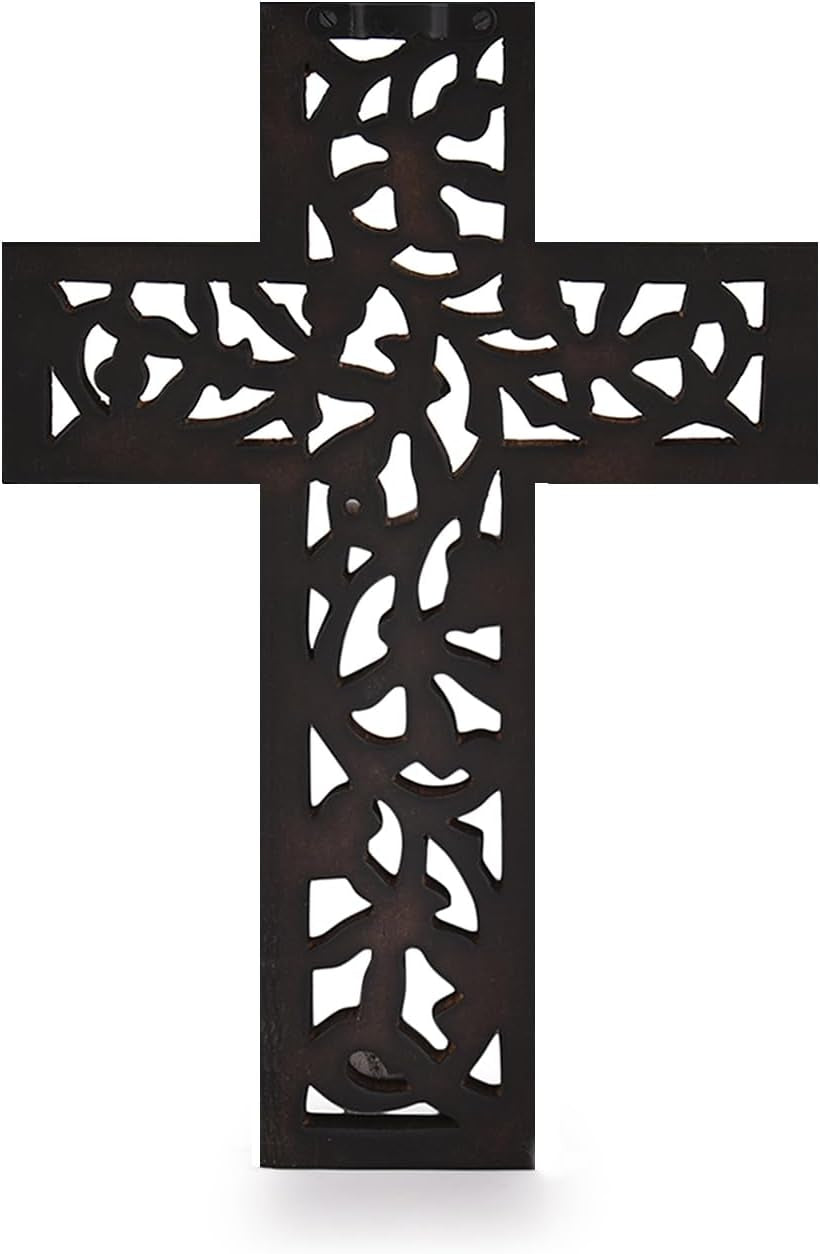 Wooden Wall Hanging Cross Handmade Antique Design Religious Home Living Room Décor Accessory