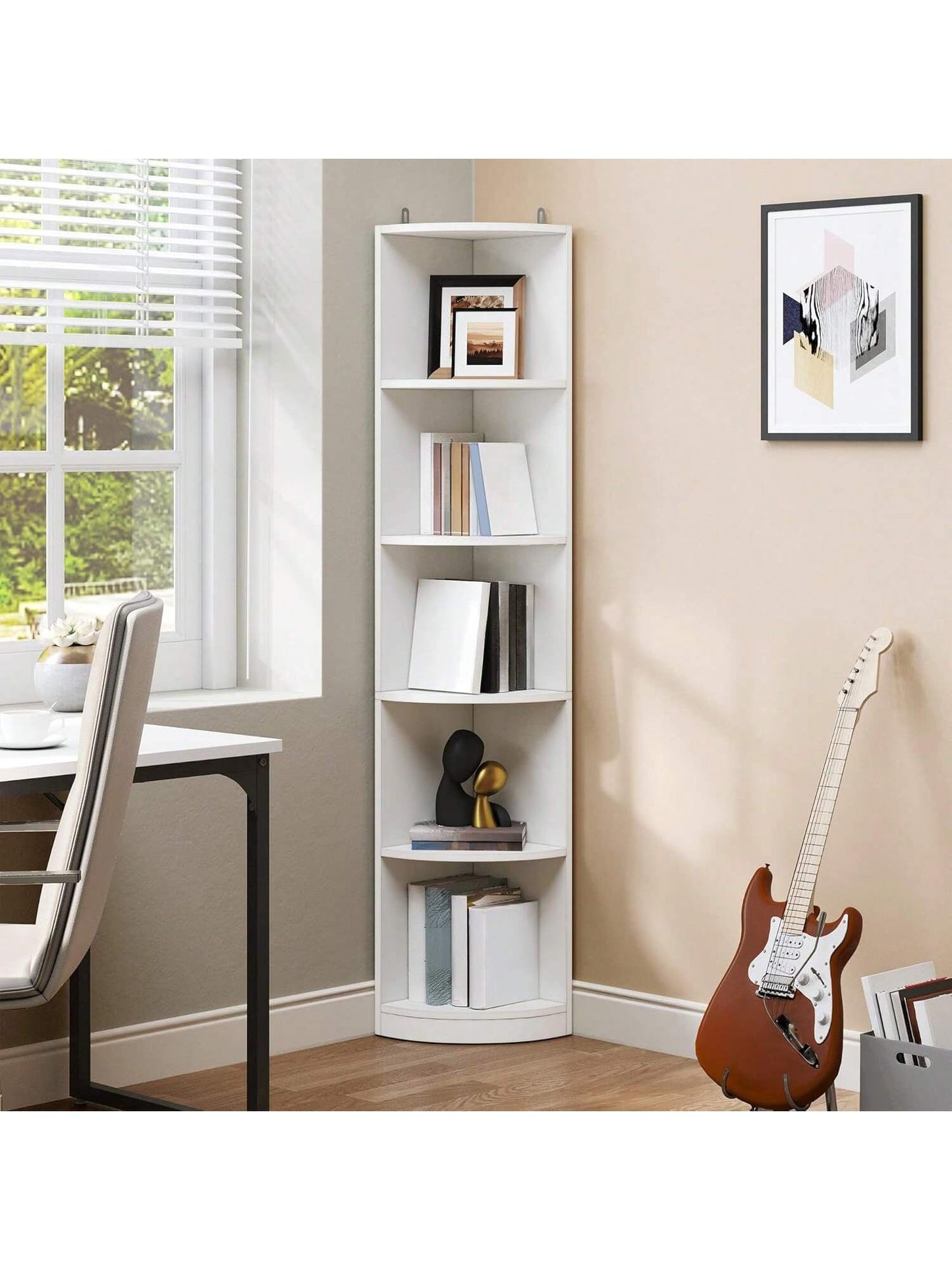 71" Tall 5-Tier Corner Shelf Bookcase Bookshelf with Shelves Wooden Open Storage Book Shelves