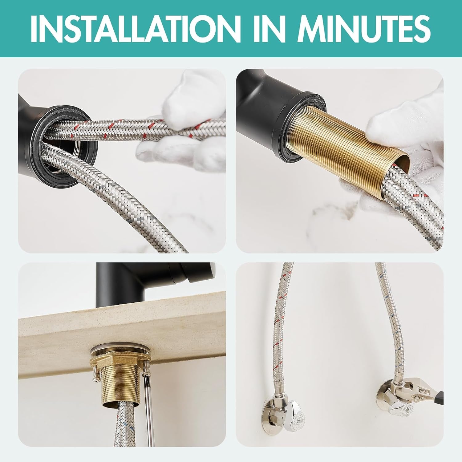 Kitchen Faucet,Kitchen Faucets with Pull down Sprayer  Commercial Style Single Handle Matte Black Kitchen Faucet with Sprayer