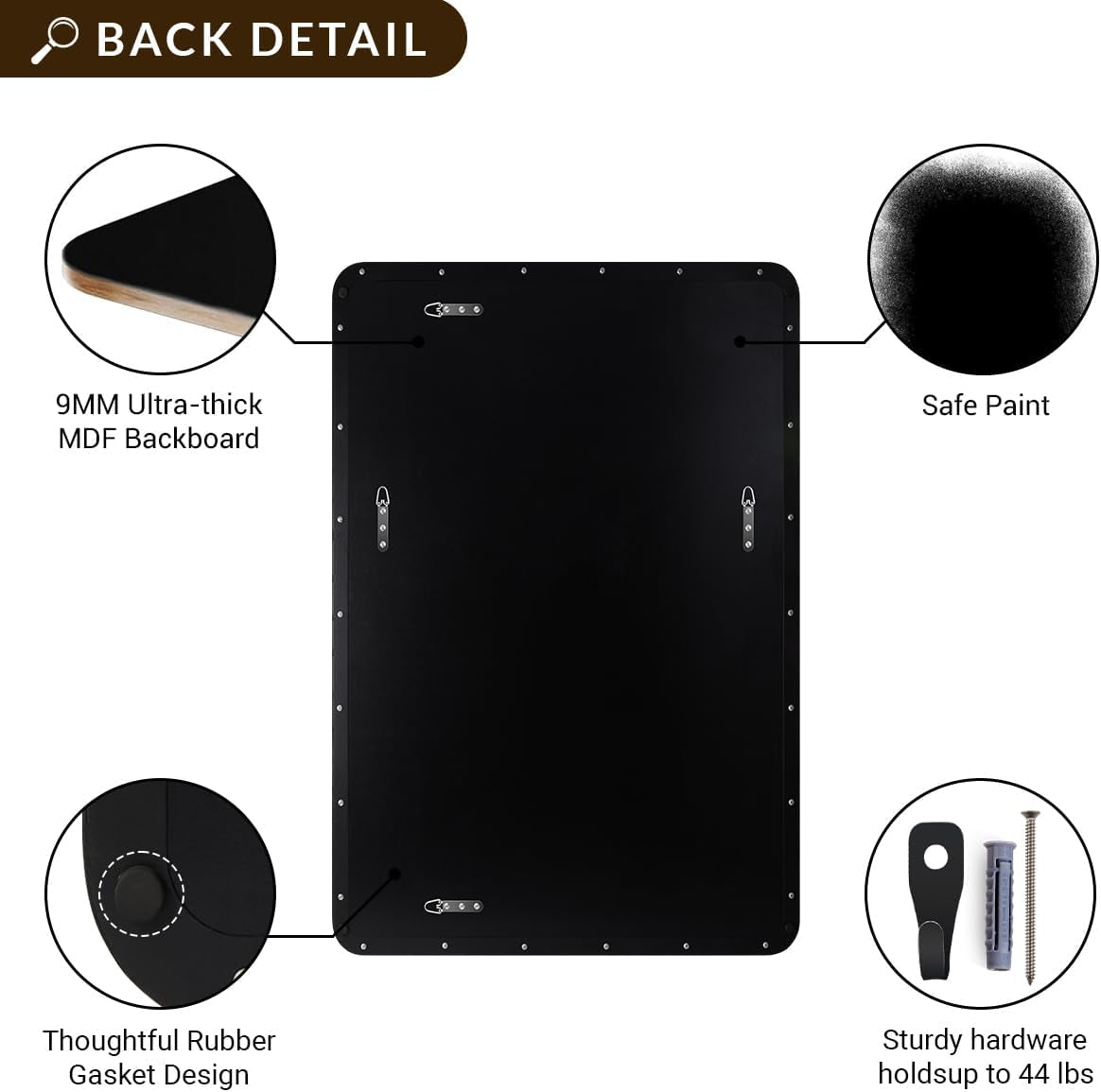 Wall Mirror for Bathroom, 22" X 30" Bronze Bathroom Mirror with Stainless Steel Metal Frame Rounded Corner 1’’ Deep Set Design