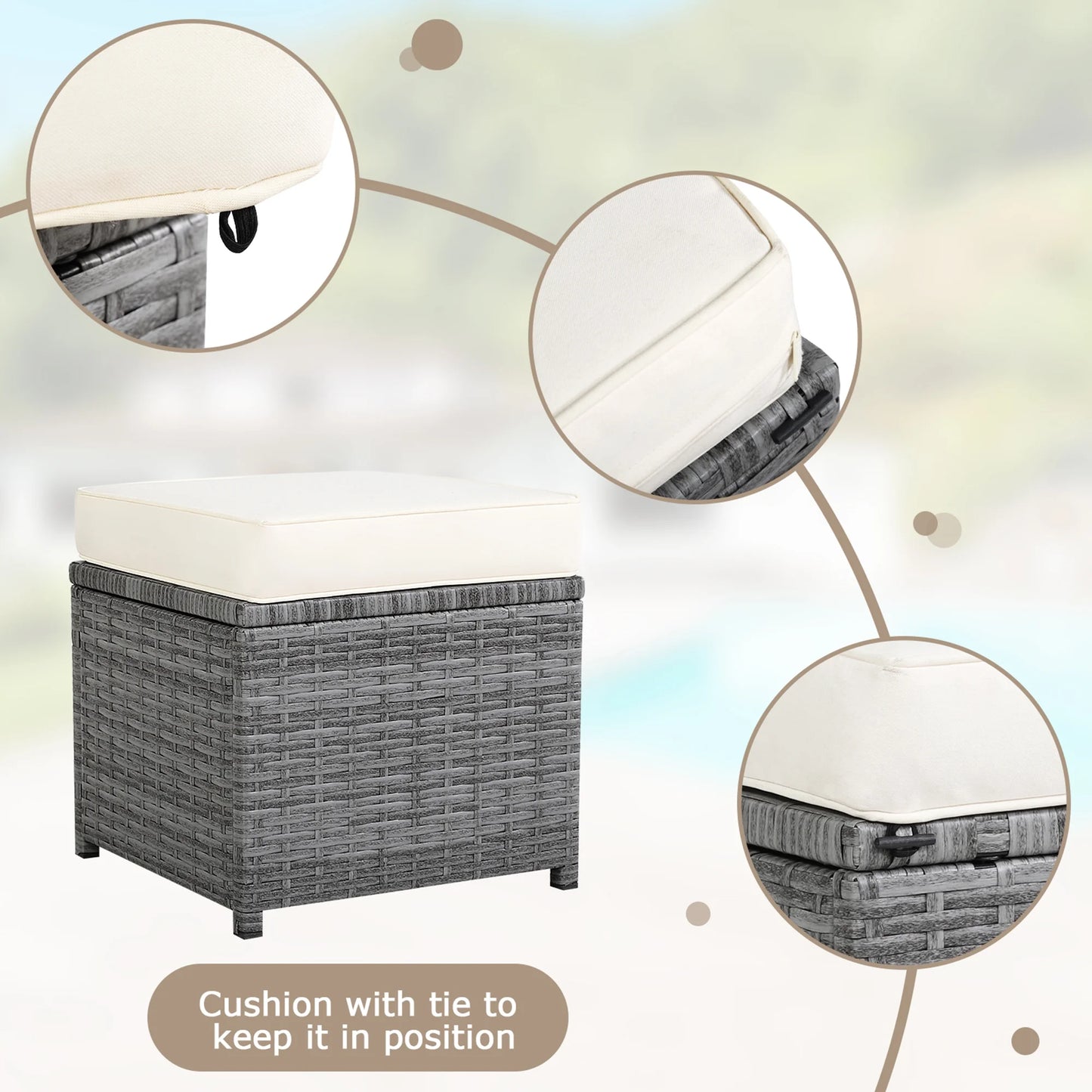 7PCS Rattan Patio Sectional Sofa Set Conversation Set W/ White Cushions