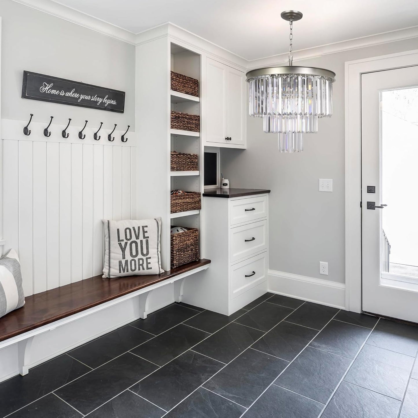 Crystal Nickel Modern Chandeliers Lights Vintage Pendant Ceiling Light Traditional Chandelier Lighting Fixture 3-Tier for Dining Room Living Room Kitchen Island Bedroom Entryway