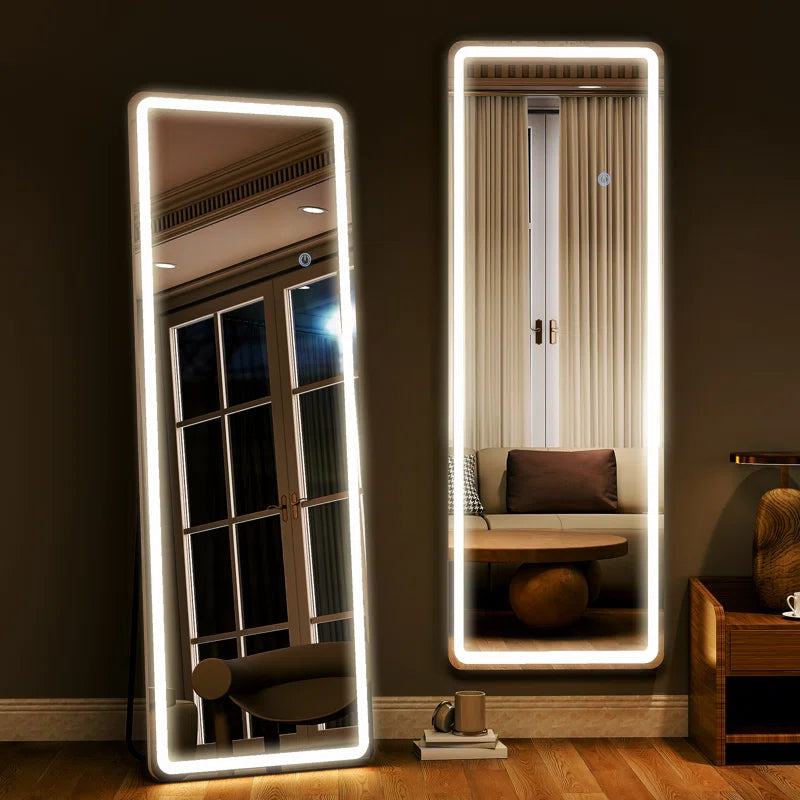 Holroyd Lighted Full Length Mirror with Stand Rectangle LED Wall Mirror