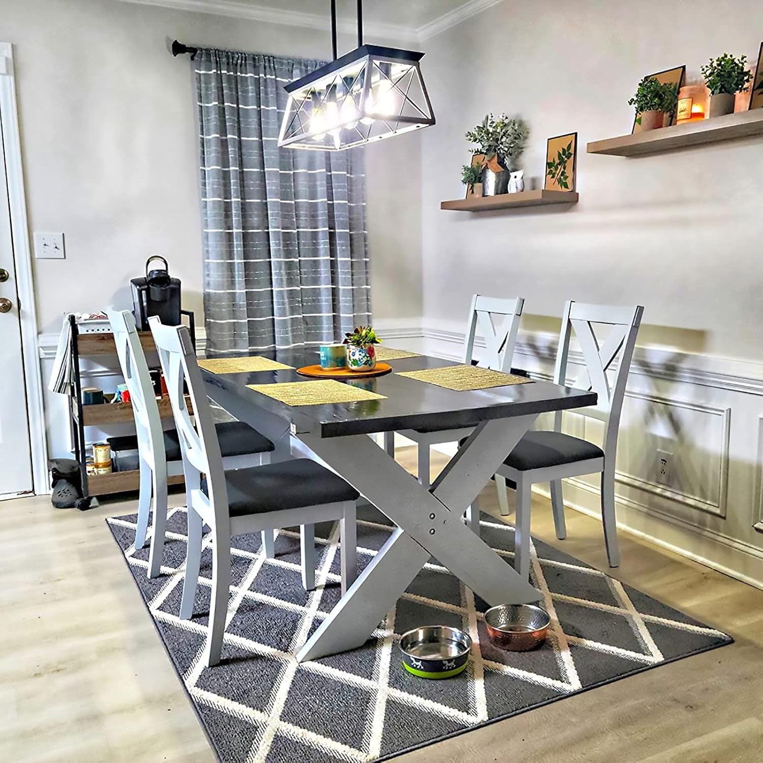 5-Light Pendant Lights Fixture, Farmhouse Chandeliers for Dining Room, Rustic Island Lights for Kitchen, Rectangular Chandelier Rustic Farmhouse Light Fxiture