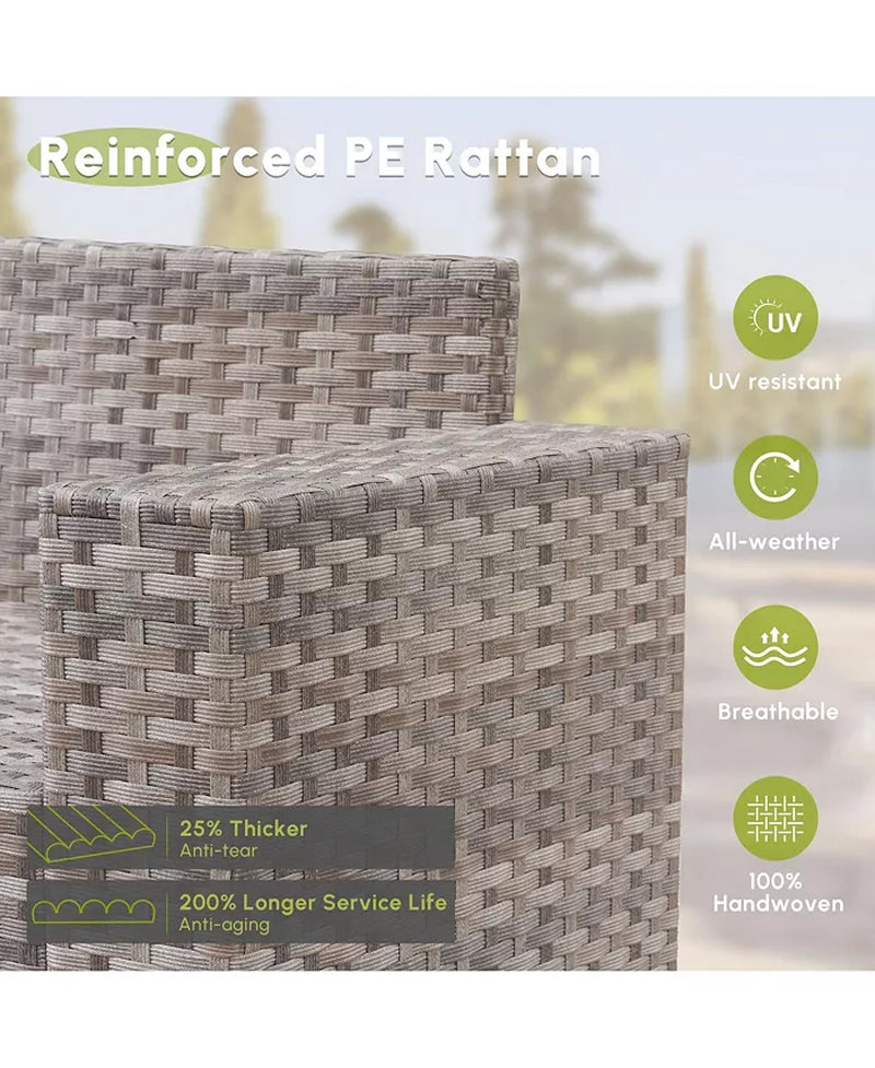 Patio Furniture Set,6 Piece Outdoor Sectional Sofa Couch Set,Patio Conversation Set with Modular Wicker Chairs,Widened Armrest,Side Table,Orange Red