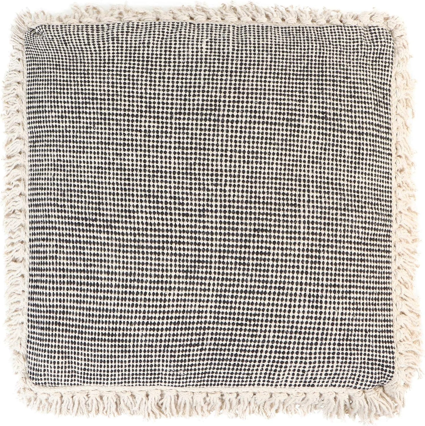 · UNSTUFFED Pouf Ottoman Cover Textured Storage Cube Boho Bean Bag Footrest Stool for Living Room, Bedroom,Nursery, Farmhouse, Kidsroom, Patio, Gym; 100% Cotton (20"X20"X8"; Black)