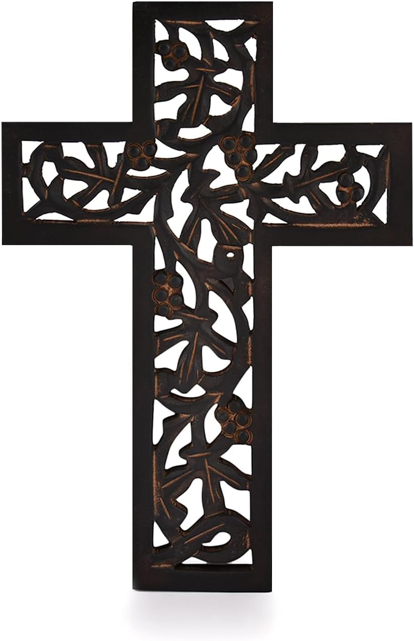 Wooden Wall Hanging Cross Handmade Antique Design Religious Home Living Room Décor Accessory