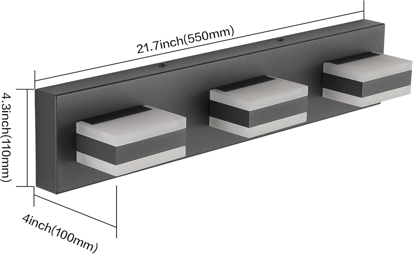 Black Bathroom Vanity Light Fixtures over Mirror LED Dimmable 3 Lights Bath Lighting Restroom Light Modern Vanity Lights for Bathroom Bath Lights