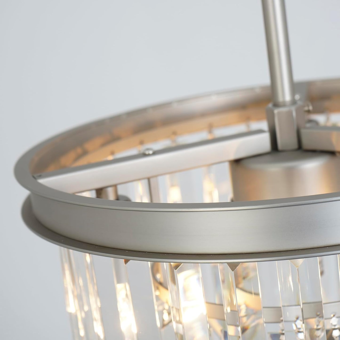 Crystal Nickel Modern Chandeliers Lights Vintage Pendant Ceiling Light Traditional Chandelier Lighting Fixture 3-Tier for Dining Room Living Room Kitchen Island Bedroom Entryway