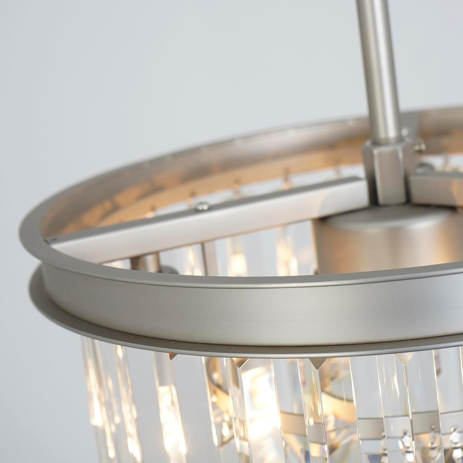 Crystal Nickel Modern Chandeliers Lights Vintage Pendant Ceiling Light Traditional Chandelier Lighting Fixture 3-Tier for Dining Room Living Room Kitchen Island Bedroom Entryway