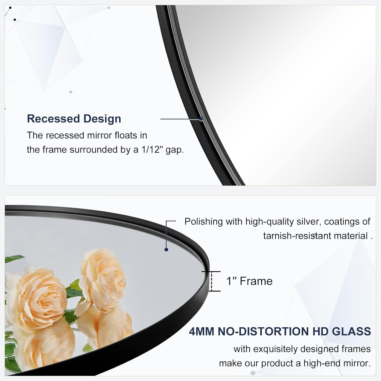 round Wall Mirror for Bathroom, 30 Inch Black Circle Mirror Modern Premium Stainless Steel Metal Frame Wall Mounted for Bathroom, Entryway, Vanity, Living Room, Bedroom