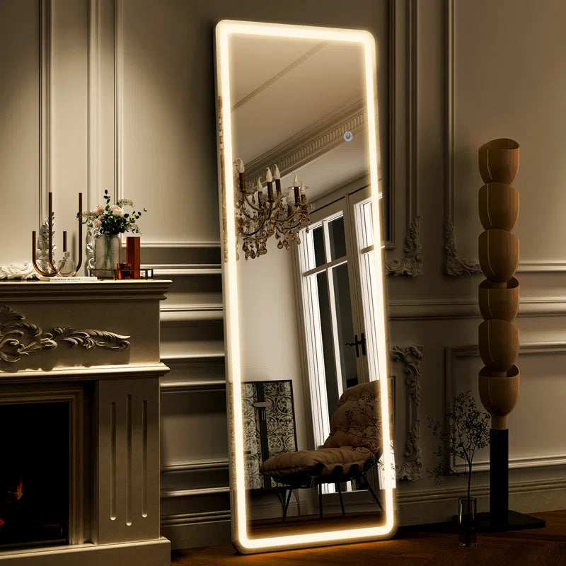 Holroyd Lighted Full Length Mirror with Stand Rectangle LED Wall Mirror