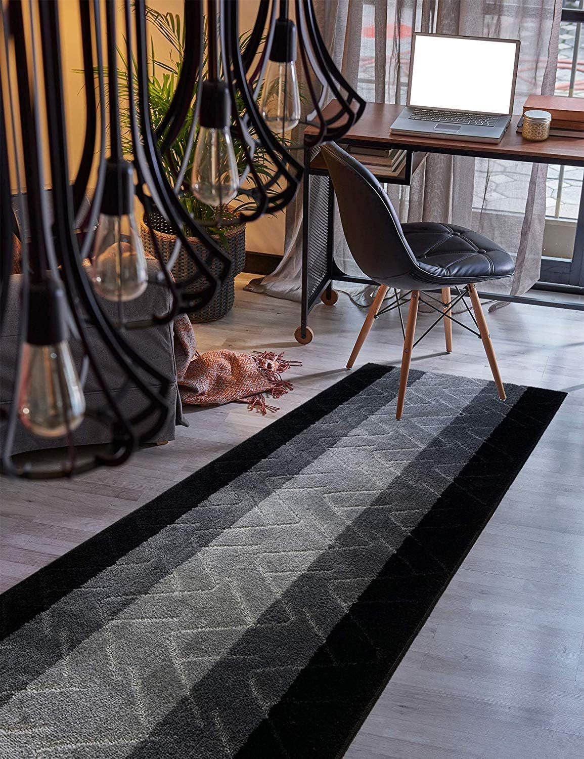 Custom Size Hallway Runner Rug Grey Color 31 Inch Wide Select Your Length Non-Slip (Skid Resistance) Rubber Backing 8 Feet X 31 Inch