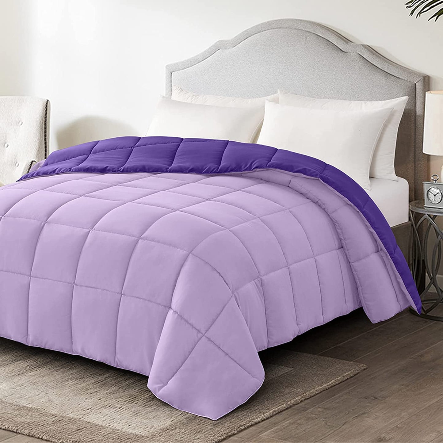 Twin Comforter Duvet Insert - Purple down Alternative Bed Comforter Twin Size, Lightweight Bedding Comforters Quilted Soft All Season Reversible Plum/Light Purple