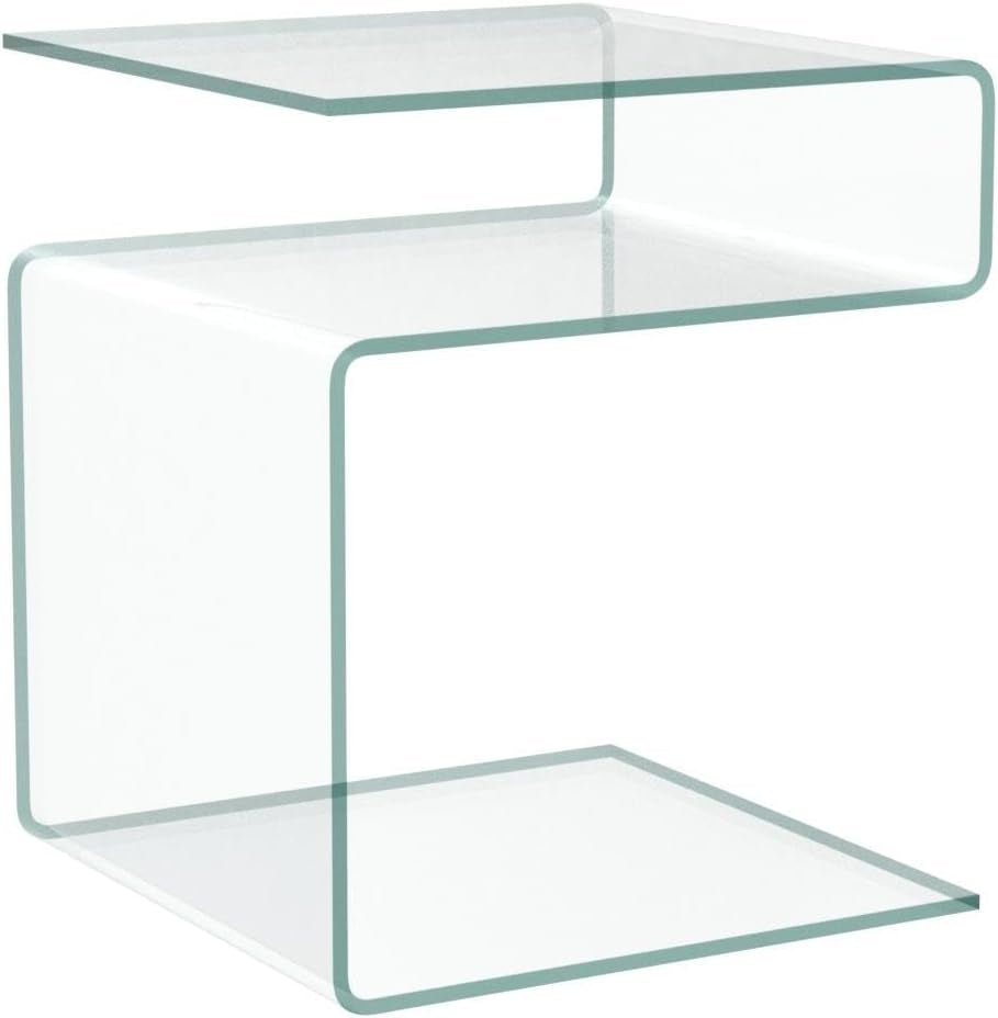 Glass Nightstand,Side Table,S-Shaped End Table for Living Room,Bedside Table for Bedroom (Clear)