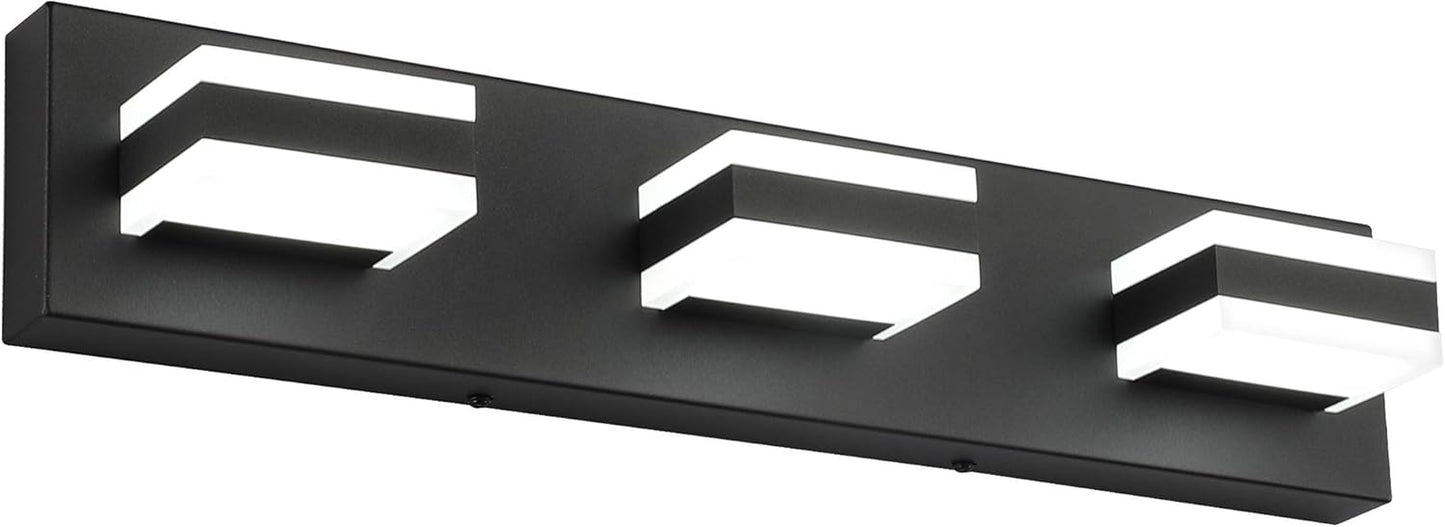 Black Bathroom Vanity Light Fixtures over Mirror LED Dimmable 3 Lights Bath Lighting Restroom Light Modern Vanity Lights for Bathroom Bath Lights