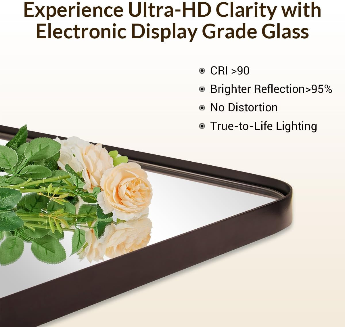 Wall Mirror for Bathroom, 22" X 30" Bronze Bathroom Mirror with Stainless Steel Metal Frame Rounded Corner 1’’ Deep Set Design