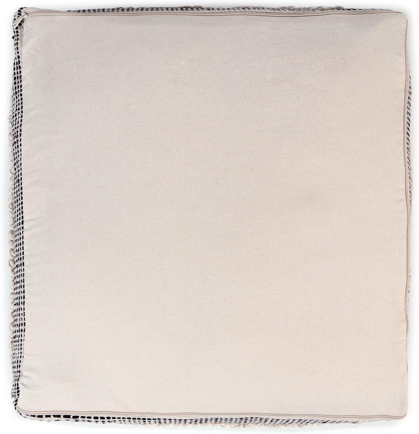 · UNSTUFFED Pouf Ottoman Cover Textured Storage Cube Boho Bean Bag Footrest Stool for Living Room, Bedroom,Nursery, Farmhouse, Kidsroom, Patio, Gym; 100% Cotton (20"X20"X8"; Black)