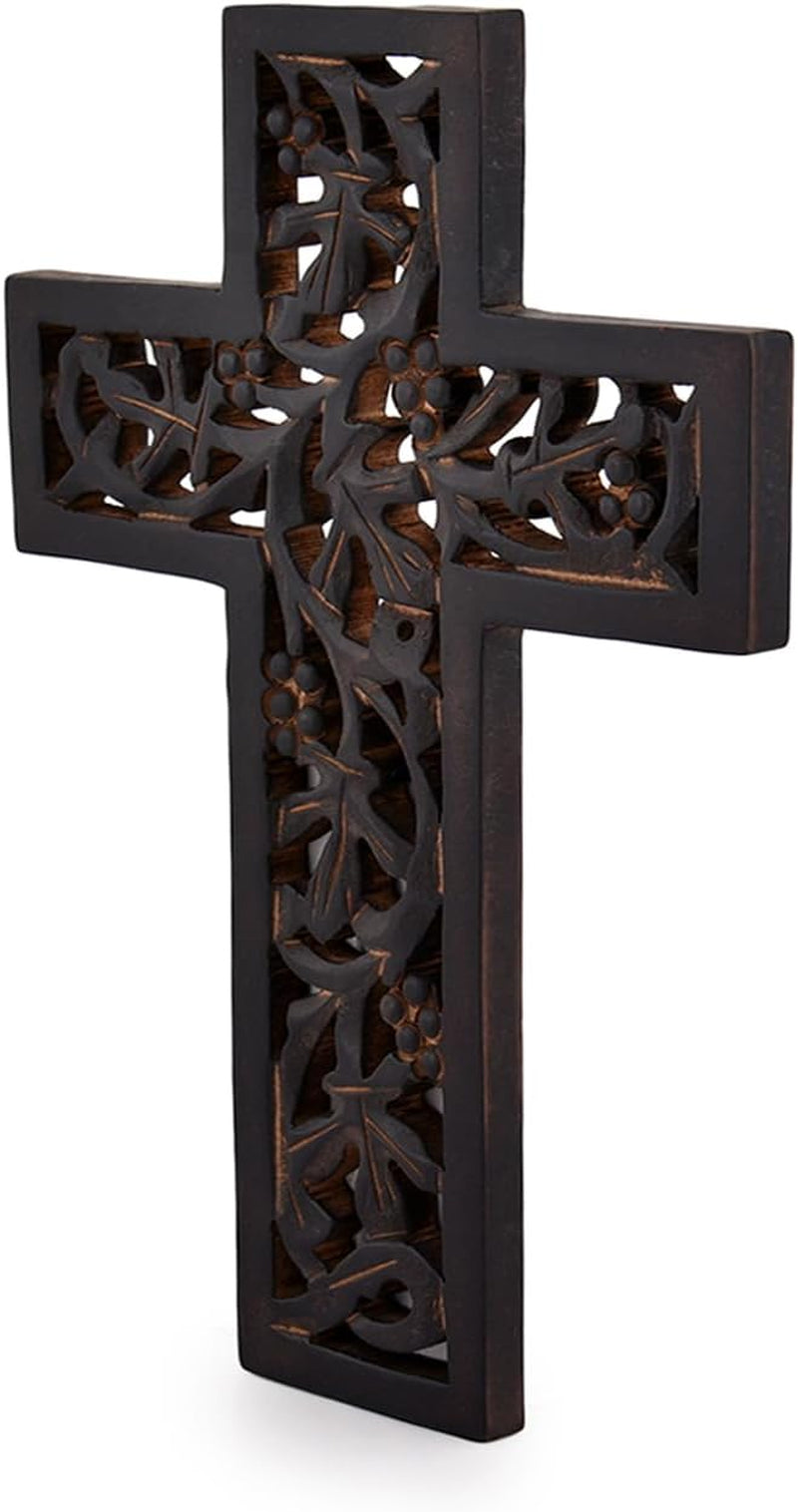 Wooden Wall Hanging Cross Handmade Antique Design Religious Home Living Room Décor Accessory