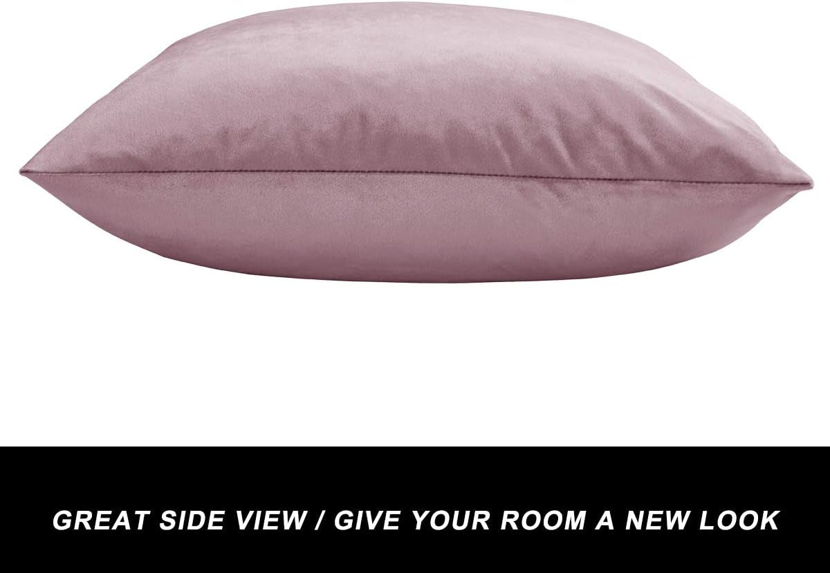 Decorative Throw Pillow Covers 16X16,Set of 2 Sweet Lilac Square Couch Pillow Covers,Velvet Sofa Boho Cushion Pillows