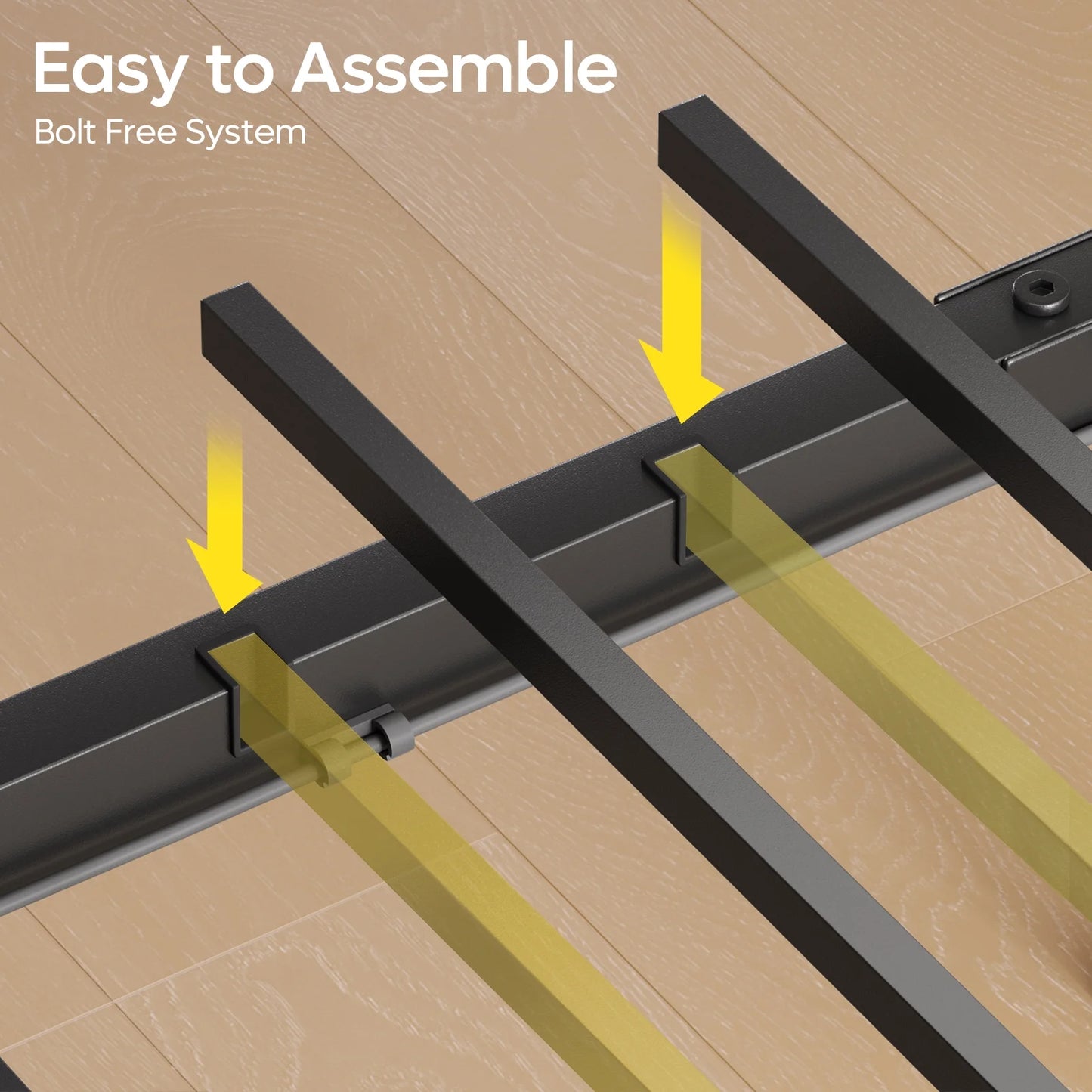 Full Size Bed Frame with Charging Station and 2 USB Ports and Outlets,Led Light Storage Headboard,Noise Free Design, Black