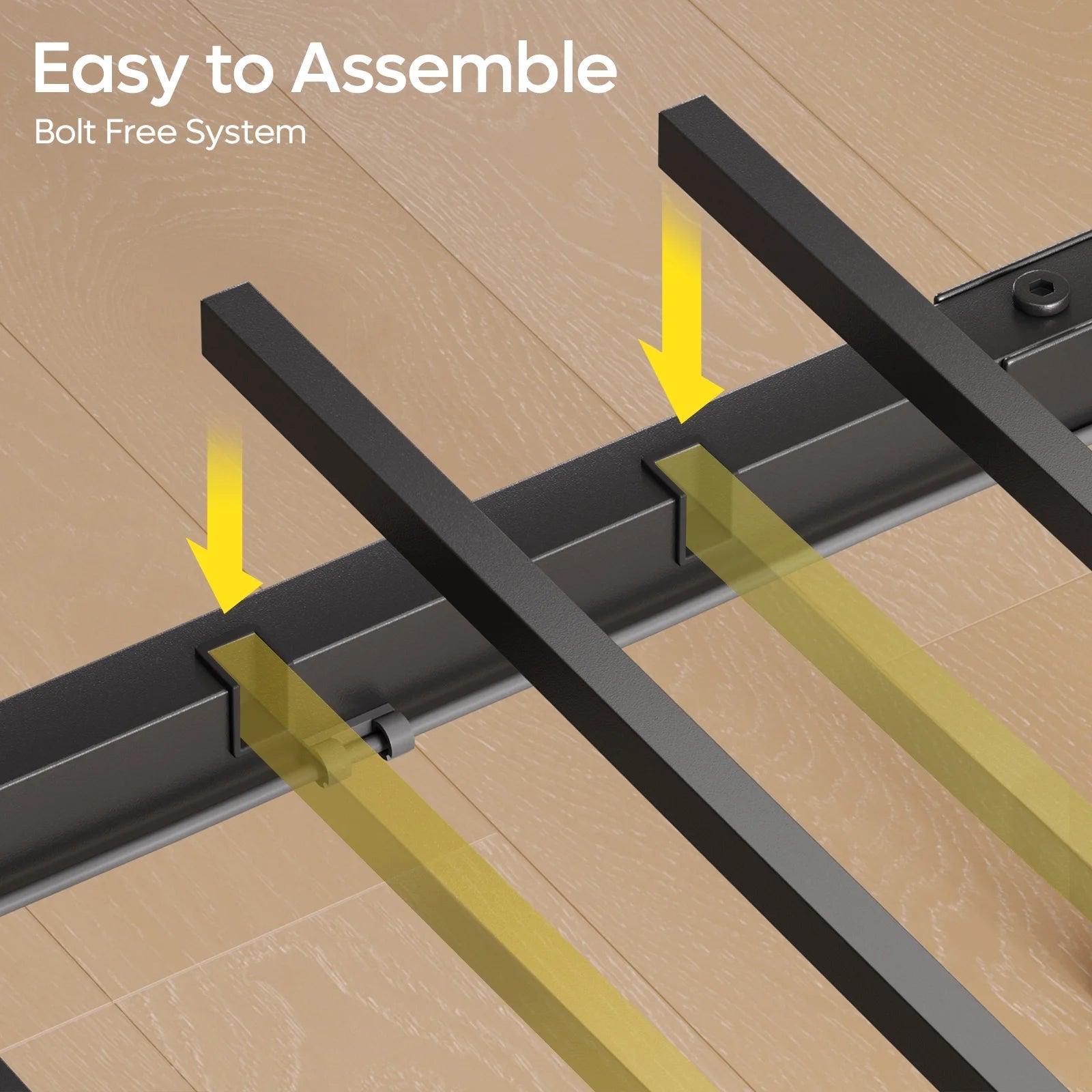 Full Size Bed Frame with Charging Station and 2 USB Ports and Outlets,Led Light Storage Headboard,Noise Free Design, Black