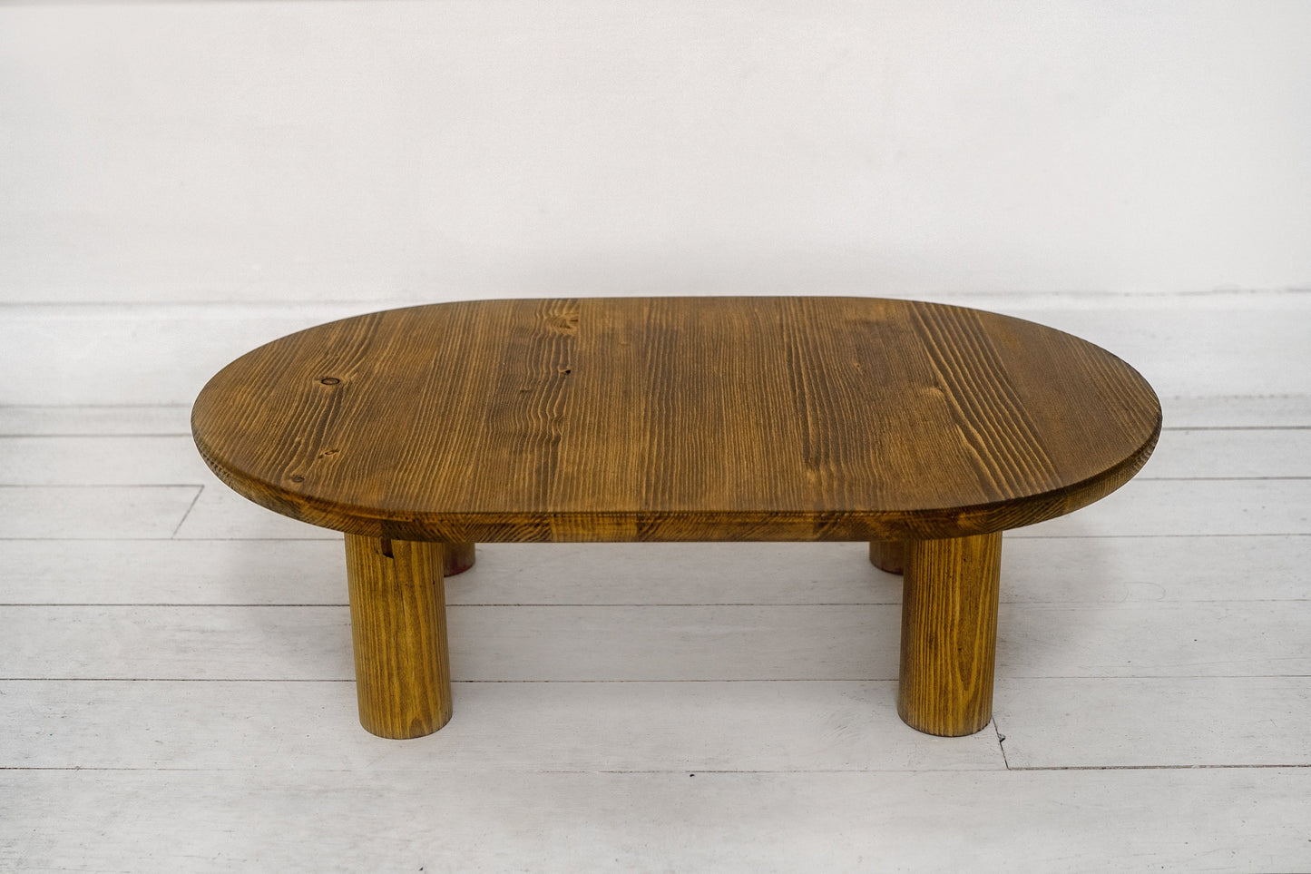 Oval Low Coffee Table Walnut Wood, Mid Century Modern Coffee Table, Unique Center Table Home Livingroom Furniture, Wooden Large Coffee Table