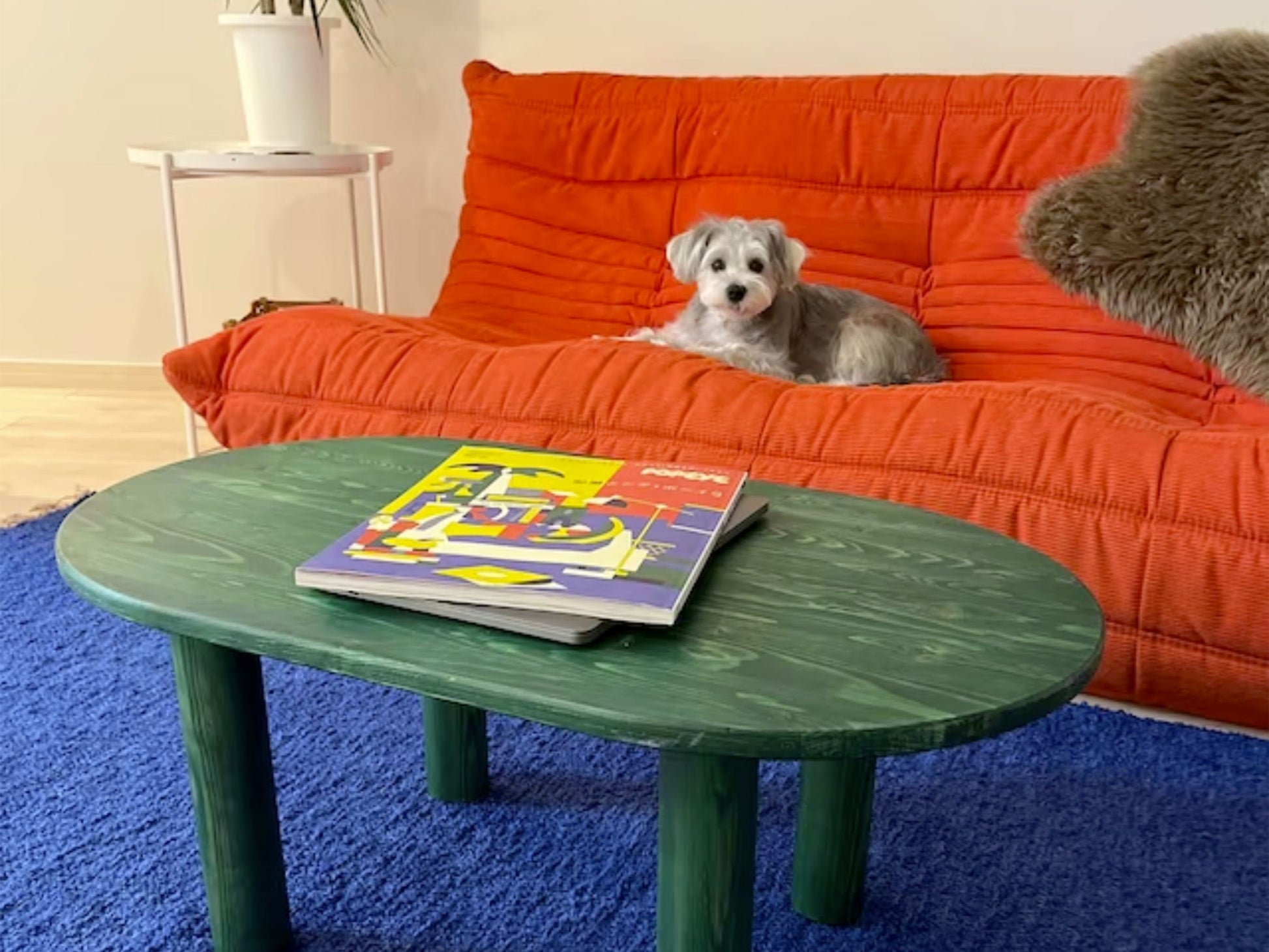 Oval Low Coffee Table Walnut Wood, Mid Century Modern Coffee Table, Unique Center Table Home Livingroom Furniture, Wooden Large Coffee Table