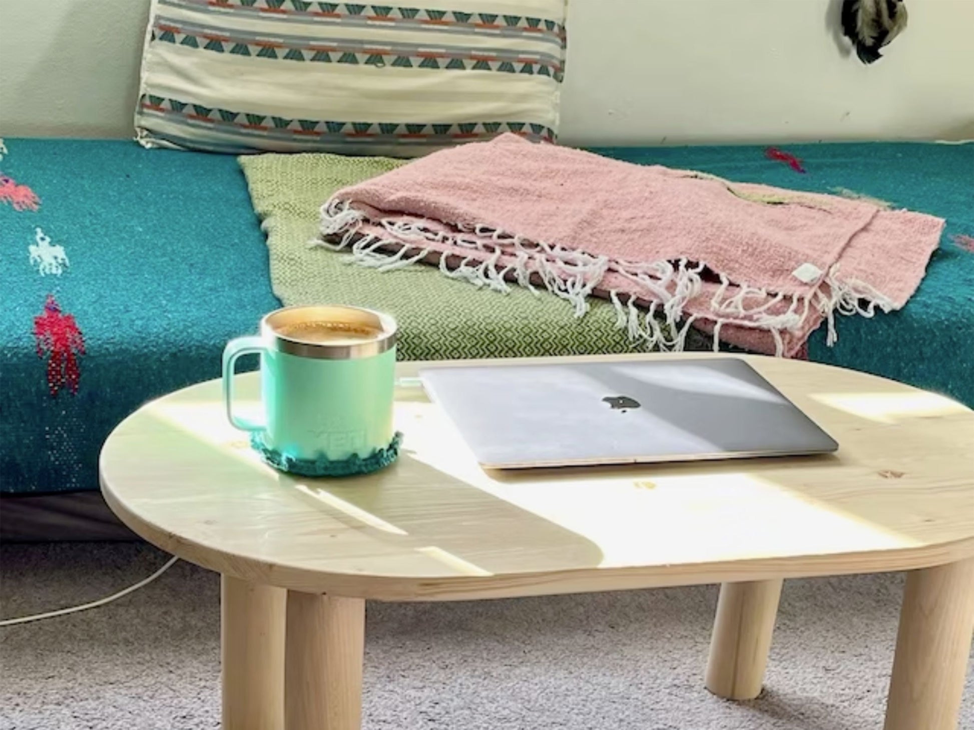 Oval Low Coffee Table Walnut Wood, Mid Century Modern Coffee Table, Unique Center Table Home Livingroom Furniture, Wooden Large Coffee Table